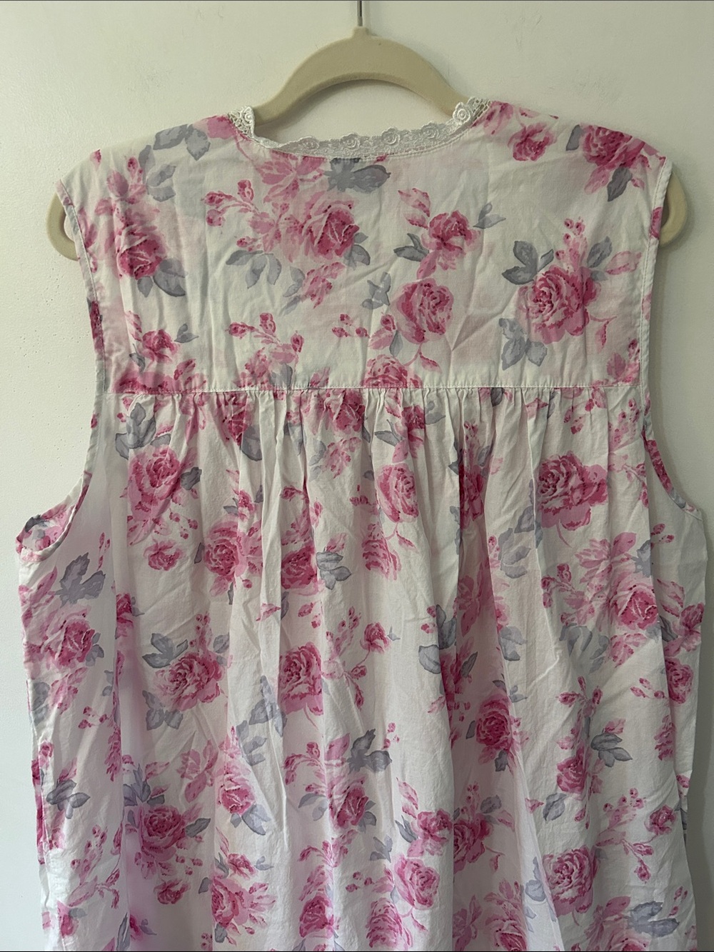 Eileen West Pink Floral Sleeveless Nightgown Size 2X Cottagecore Lace Ruffled - Picture 5 of 12